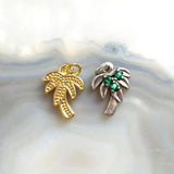 5pcs Coconut Tree Pendant Micro CZ Paved Vintage Charm DIY Necklace
