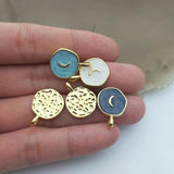 Moon Pendant Drop Oil Pink Purple Enamel Charms for Jewelry Making