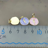 5pcs Plated Sea Horse Pendant Pink Purple Drop Oil Making Necklace
