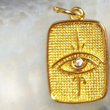 Rose Plated Evil Eye Rectangle Pendant for Protection Amulet Necklace