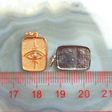 Rose Plated Evil Eye Rectangle Pendant for Protection Amulet Necklace