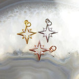 5pcs CZ Paved North Star Pendant for DIY Earrings Necklace
