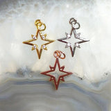 5pcs CZ Paved North Star Pendant for DIY Earrings Necklace