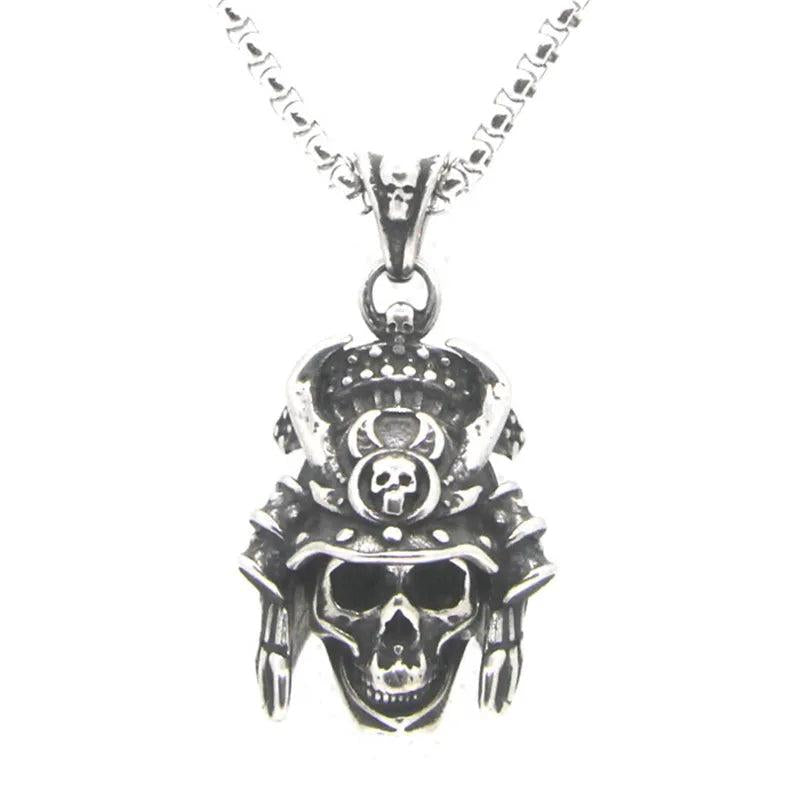 Stainless Steel Soldier Skull Pendant Necklace