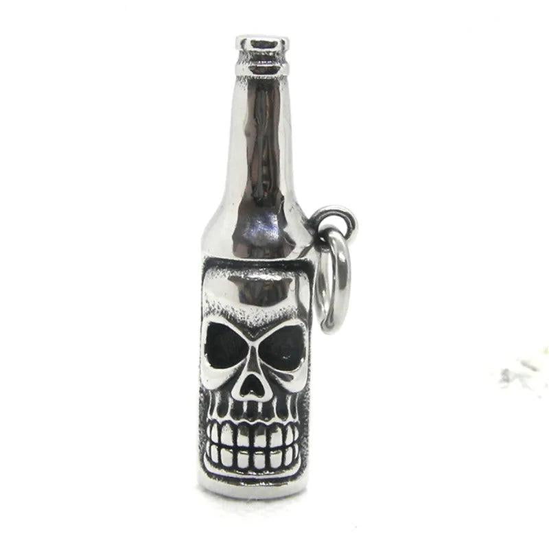 Skull Beer Bottle Pendant Stainless Steel Jewelry