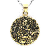 Golden Silver SAINT JOSEPH Pendant 316L Stainless Steel Band Party Saint Pendant