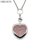 Hollow Heart Perfume Diffuser Locket Necklace Pendant