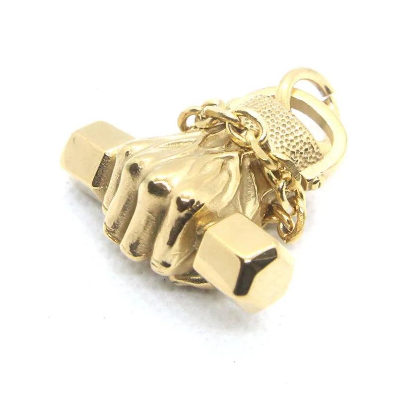 Golden Plated Fitness Pendant 316L Stainless Steel Men Boys Pendant