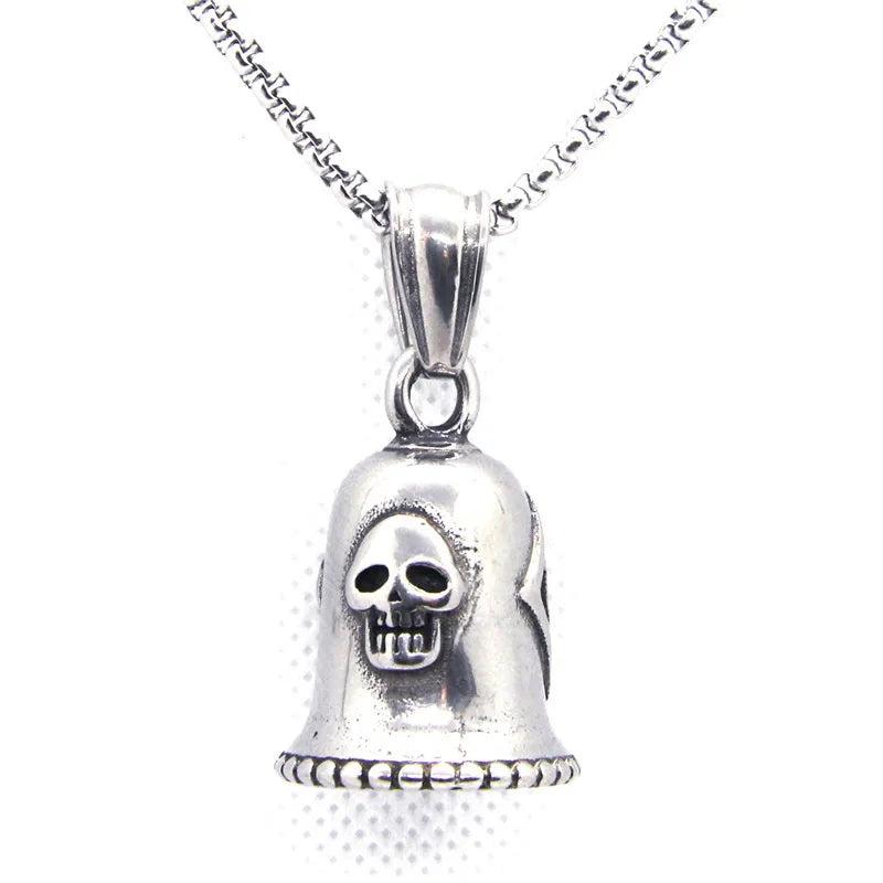 Skull Bell Pendant Biker Style No.13 Stainless Steel