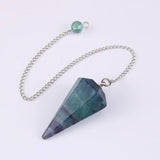 Silver Plated Fluorite Stone Pendant Chain Pendulum