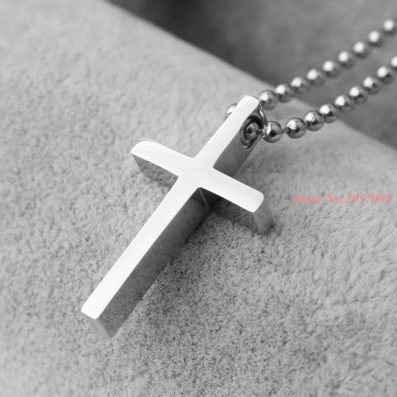 Silver Jesus Cross Necklace for Women Stainless Steel Jewelry
