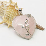 Heart Shape Tigers Eye Pink Crystal Pendant 32mm
