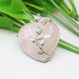 Heart Shape Tigers Eye Pink Crystal Pendant 32mm
