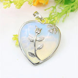 Heart Shape Tigers Eye Pink Crystal Pendant 32mm