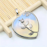 Heart Shape Tigers Eye Pink Crystal Pendant 32mm