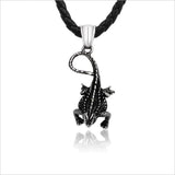 Retro Stainless Steel Lizard Necklace Pendant European American Jewelry