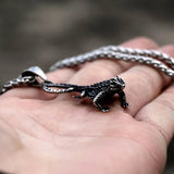 Retro Stainless Steel Lizard Necklace Pendant European American Jewelry