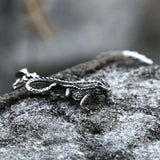 Retro Stainless Steel Lizard Necklace Pendant European American Jewelry