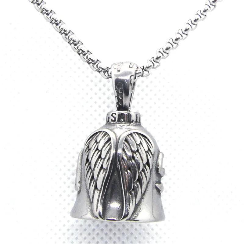 Angel Wings Bell Pendant Stainless Steel Feathers Unisex Jewelry