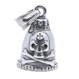 Skull Bones Bell Pendant Stainless Steel Gothic Style Cross Bell Pendant
