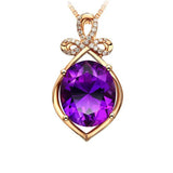 Vintage Oval Purple Zircon Pendant Necklace High Necklace For Women