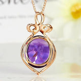 Vintage Oval Purple Zircon Pendant Necklace High Necklace For Women
