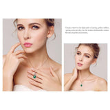 Vintage 925 Silver Choker Green Zircon Heart Pendant Necklace