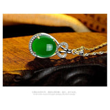 Vintage 925 Silver Choker Green Zircon Heart Pendant Necklace