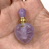 Amethyst Heart Perfume Bottle Pendant for Necklace