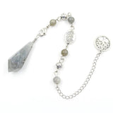Hexagon Prism Labradorite Pendant Beaded Chain Tree of Life Agates