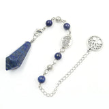 Hexagon Prism Labradorite Pendant Beaded Chain Tree of Life Agates