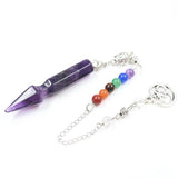 Silver Plated Pen Shape Quartz Stone Pendant Chain Chakra Pendulum