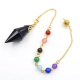 Yellow Tiger Eye Stone Pyramid Pendant with Beads Chain