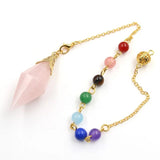 Yellow Tiger Eye Stone Pyramid Pendant with Beads Chain