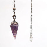 Copper Plated Amethysts Stone Hexagon Pyramid Pendant