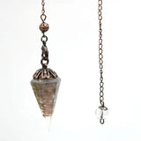 Copper Plated Amethysts Stone Hexagon Pyramid Pendant