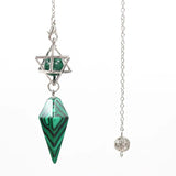 Hexagon Pyramid Quartz Stone Pendant Chain with Meikaba Symbol