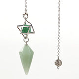 Hexagon Pyramid Quartz Stone Pendant Chain with Meikaba Symbol