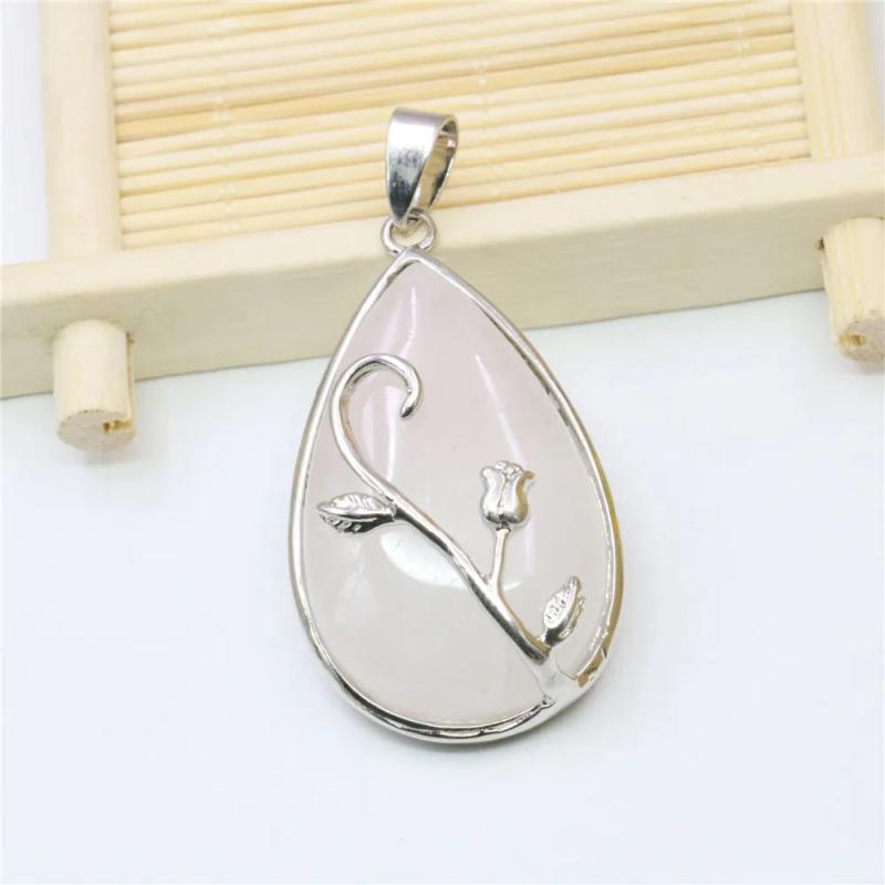 Water Drop Pink Moonstone Pendant 25X37mm for Jewelry Making