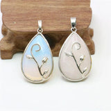 Water Drop Pink Moonstone Pendant 25X37mm for Jewelry Making