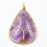 Water Drop Crystal Stone Pendant Wire Wrap Anniversary Gift Jewelry