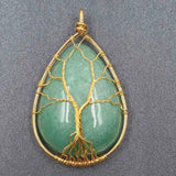 Water Drop Crystal Stone Pendant Wire Wrap Anniversary Gift Jewelry