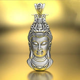 Solid Buddha Head Avalokitesvara Pendant Necklace for Men and Women