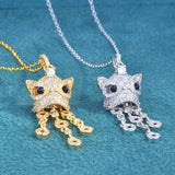 Little Lion Pendant Necklace with Zircon Tassel