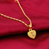 Heart 24k 999 Pure Pendant Necklace for Women 18K Jewelry Love Chain