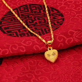 Heart 24k 999 Pure Pendant Necklace for Women 18K Jewelry Love Chain