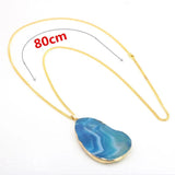 Bohemia Natural Agat Neck Chokers Long Necklace Women Costume Jewelry