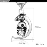 Vintage Moon Skeleton Pendant Silver Titanium Steel Men's Women's Jewelry