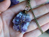 Raw Amethyst Necklace Purple Gemstone Boho Jewelry