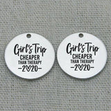Girls Trip Necklace Pendant, Engraved Charms, Custom Charms, 22mm, 5Pcs